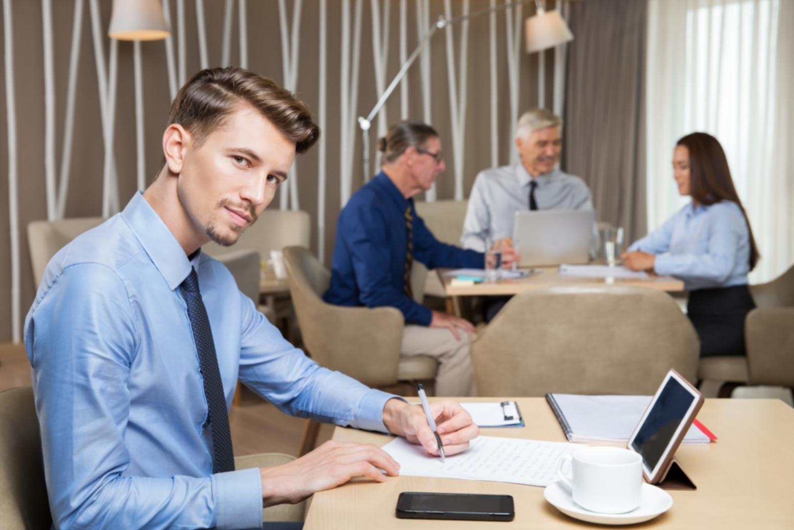 Business professional reviewing financial forecasts
